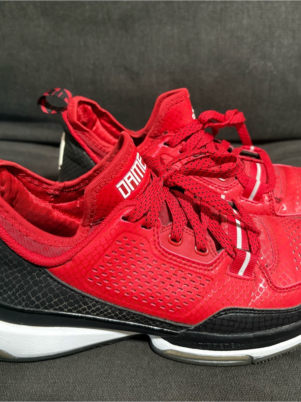 adidas Dame Red and Black Men's Athletic Shoes